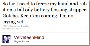 Twitter - Megan Jordan- So far I need to freeze my