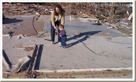 Q and I at our home after Hurricane Katrina.