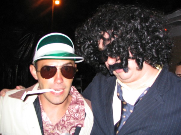 My younger brother as Raoul Duke (Hunter S. Thompson) and his best friend as Dr. Gonzo. Fear and Loathing in Las Vegas, baby!